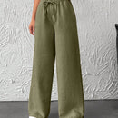 Pantalones de pierna ancha con cintura elastica para mujeres
