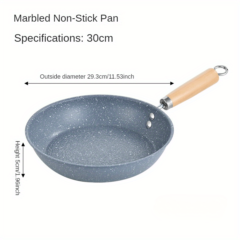 [Cocina Sin Esfuerzo] Sartén Antiadherente Retro con Mango de Madera - Acero Inoxidable, Fácil de Limpiar, Multifuncional para Cocina a Gas y de Inducción, Ideal para Bistec, Panqueques y Más, Compatible con Inducción | Sartén de Estilo Retro | Sartén de