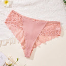 4 piezas tanga de mujer con contraste de encaje sexy, de cintura media, comoda, transpirable y suave, ropa interior femenina elegante con diseno floral