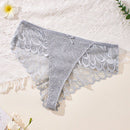 4 piezas tanga de mujer con contraste de encaje sexy, de cintura media, comoda, transpirable y suave, ropa interior femenina elegante con diseno floral