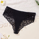 4 piezas tanga de mujer con contraste de encaje sexy, de cintura media, comoda, transpirable y suave, ropa interior femenina elegante con diseno floral