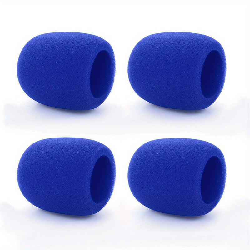 4pcs Cubiertas de Espuma para Micrófono Vibrantes - Gruesas, Suaves Pantallas Antiviento para Micrófono de Mano en Rojo, Verde, Azul, Amarillo - Elásticas, Fáciles de Usar para KTV, Conferencias, Actuaciones, Micrófono para Grabación