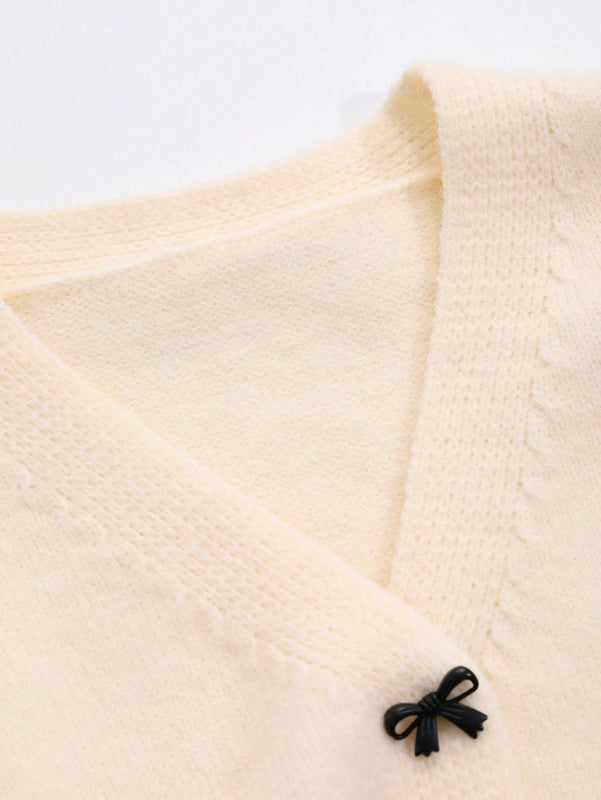 Dazy cardigan informal de mujer con decoracion de lazos, otono