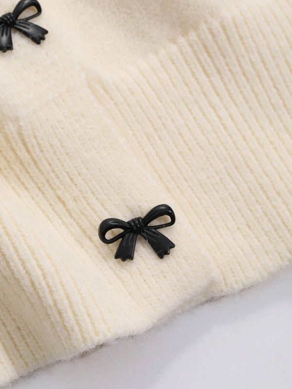 Dazy cardigan informal de mujer con decoracion de lazos, otono