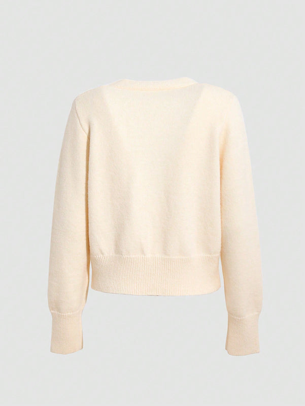 Dazy cardigan informal de mujer con decoracion de lazos, otono