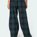 Pantalones anchos de mujer casuales y sencillos con estampado de cuadros