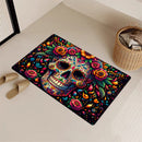 1 pieza de alfombrilla de puerta con diseño de calavera de azúcar - Diseño vibrante del Día de Muertos, antideslizante y lavable en máquina, alfombrilla de suelo de franela cómoda para entrada, cocina, sala de estar, dormitorio, lavandería, decoración de