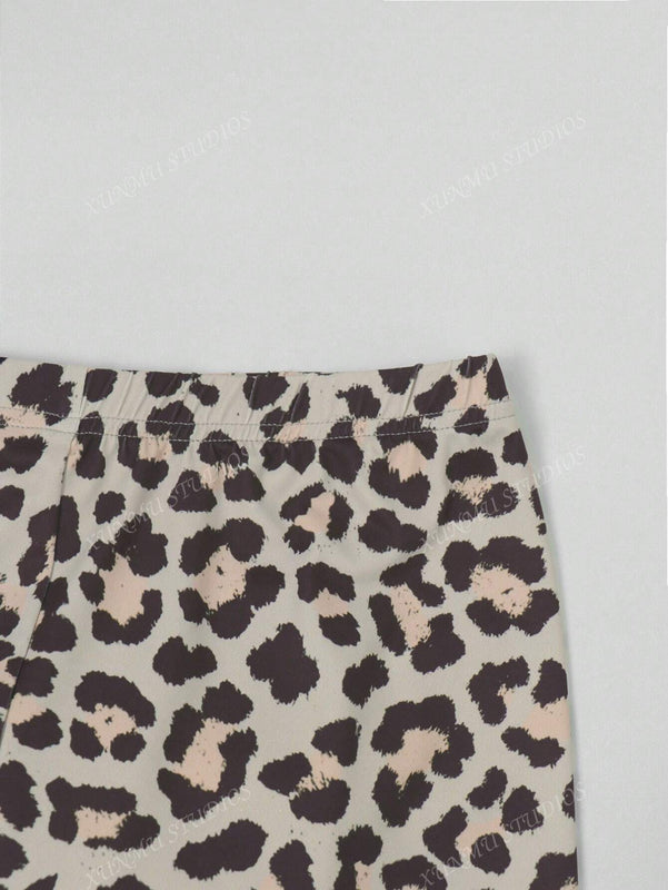 Pantalones de yoga elasticos de ajuste cenido con estampado de leopardo de moda casual para mujeres