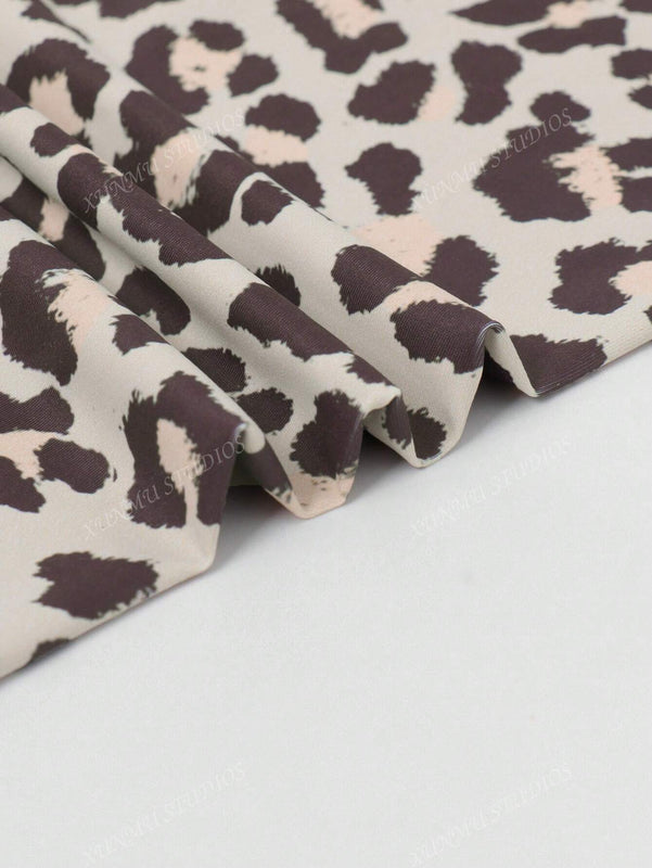 Pantalones de yoga elasticos de ajuste cenido con estampado de leopardo de moda casual para mujeres