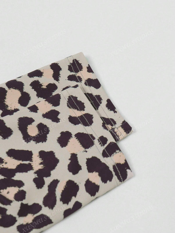 Pantalones de yoga elasticos de ajuste cenido con estampado de leopardo de moda casual para mujeres