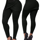 Lady pantalones casuales ajustados de unicolor 2 en 1 para mujer