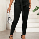 Lady pantalones casuales ajustados de unicolor 2 en 1 para mujer