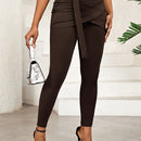 Lady pantalones casuales ajustados de unicolor 2 en 1 para mujer