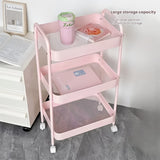 Carrito organizador móvil de acero al carbono resistente con 4 ruedas - Estante de almacenamiento de 3 niveles para dormitorio, cocina u oficina - Fácil armado, sin necesidad de herramientas, diseño ahorrador de espacio