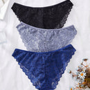 Set de 3 bragas minimalistas y romanticas de encaje para mujer