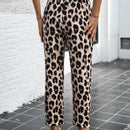 Lune pantalones elegantes de talle alto y largo con estampado de leopardo vintage, de uso casual y para la oficina, con tobillo entallado