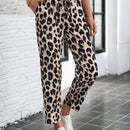 Lune pantalones elegantes de talle alto y largo con estampado de leopardo vintage, de uso casual y para la oficina, con tobillo entallado