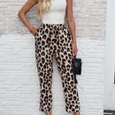 Lune pantalones elegantes de talle alto y largo con estampado de leopardo vintage, de uso casual y para la oficina, con tobillo entallado
