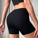 Pantis tipo short para mujer, lisos y delgados, shorts de seguridad sin costuras, suaves y comodos - negro