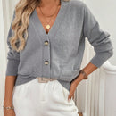 Frenchy 1 pieza blusa casual de manga larga y botones al frente, de estilo minimalista para mujeres