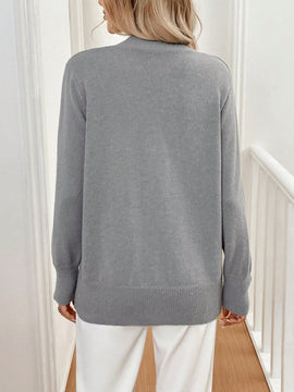 Frenchy 1 pieza blusa casual de manga larga y botones al frente, de estilo minimalista para mujeres