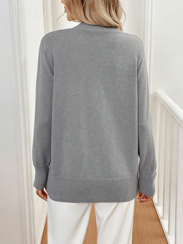 Frenchy 1 pieza blusa casual de manga larga y botones al frente, de estilo minimalista para mujeres