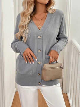 Frenchy 1 pieza blusa casual de manga larga y botones al frente, de estilo minimalista para mujeres