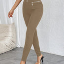 Prive pantalones pitillo de cintura alta con botones y cremallera