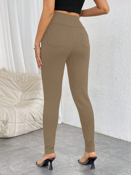 Prive pantalones pitillo de cintura alta con botones y cremallera