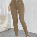 Prive pantalones pitillo de cintura alta con botones y cremallera