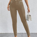 Prive pantalones pitillo de cintura alta con botones y cremallera