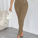 Prive pantalones pitillo de cintura alta con botones y cremallera