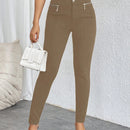 Prive pantalones pitillo de cintura alta con botones y cremallera