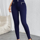 Prive pantalones pitillo de cintura alta con botones y cremallera