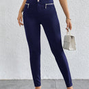 Prive pantalones pitillo de cintura alta con botones y cremallera