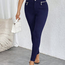 Prive pantalones pitillo de cintura alta con botones y cremallera