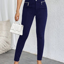 Prive pantalones pitillo de cintura alta con botones y cremallera