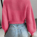 Moosta cardigan holgado de mujer con mangas farol, hombros caidos y bordado de fresa de estilo casual