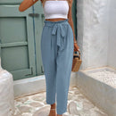 Frenchy pantalones regulares simples y lisos para mujeres para la vida diaria con cinturon