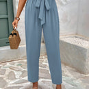 Frenchy pantalones regulares simples y lisos para mujeres para la vida diaria con cinturon