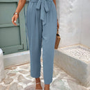 Frenchy pantalones regulares simples y lisos para mujeres para la vida diaria con cinturon