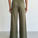 Pantalones de cintura alta y pierna ancha de espiga sin cinturon