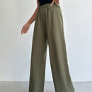 Pantalones de cintura alta y pierna ancha de espiga sin cinturon