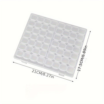 Caja organizadora de joyas de plástico transparente de 56 rejillas con tapas a presión para almacenamiento de cuentas, aretes y accesorios de manualidades.