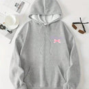Ezwear 1 pieza sudadera con capucha de manga larga, estampado de mariposa y letras, de corte holgado y cuello redondo, adecuada para principios del otono