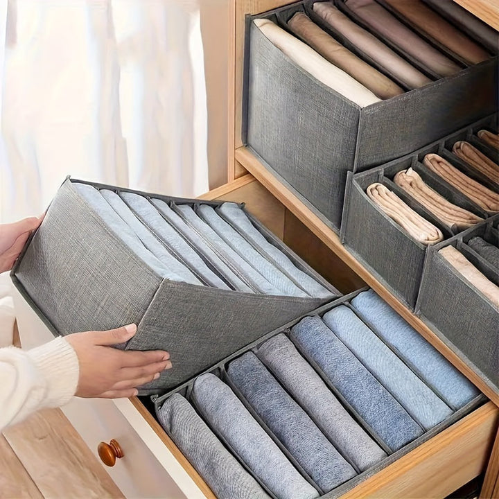 1 caja de almacenamiento de ropa plegable, divisor de ropa de denim jeans, organizadores de armario y cajón para ropa interior y calcetines, tela no tejida, lavable a mano/secar limpio
