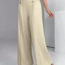 Modely pantalones palazzo de pierna ancha de unicolor casual para mujer