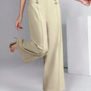 Modely pantalones palazzo de pierna ancha de unicolor casual para mujer