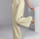 Modely pantalones palazzo de pierna ancha de unicolor casual para mujer