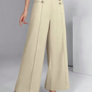 Modely pantalones palazzo de pierna ancha de unicolor casual para mujer